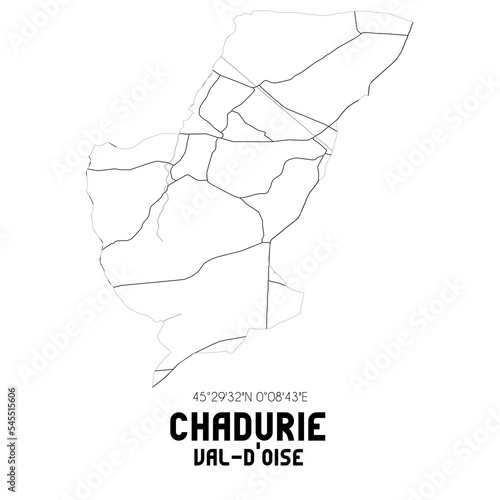 CHADURIE Val-d'Oise. Minimalistic street map with black and white lines.