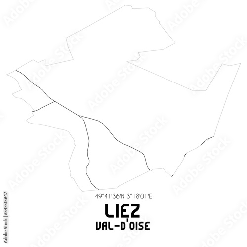 LIEZ Val-d'Oise. Minimalistic street map with black and white lines.