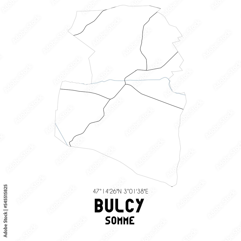 BULCY Somme. Minimalistic street map with black and white lines. BULCY Somme. Minimalistic street map with black and white lines.