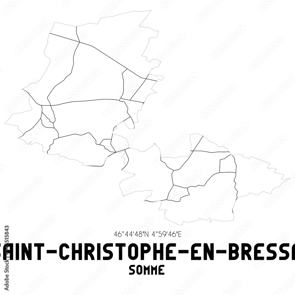 SAINT-CHRISTOPHE-EN-BRESSE Somme. Minimalistic street map with black and white lines.