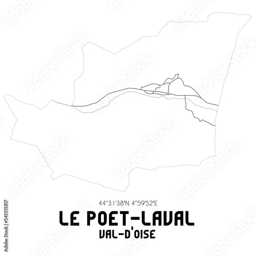 LE POET-LAVAL Val-d Oise. Minimalistic street map with black and white lines.