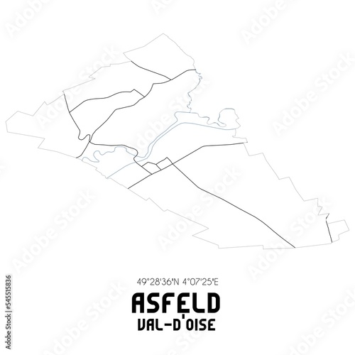 ASFELD Val-d'Oise. Minimalistic street map with black and white lines. photo