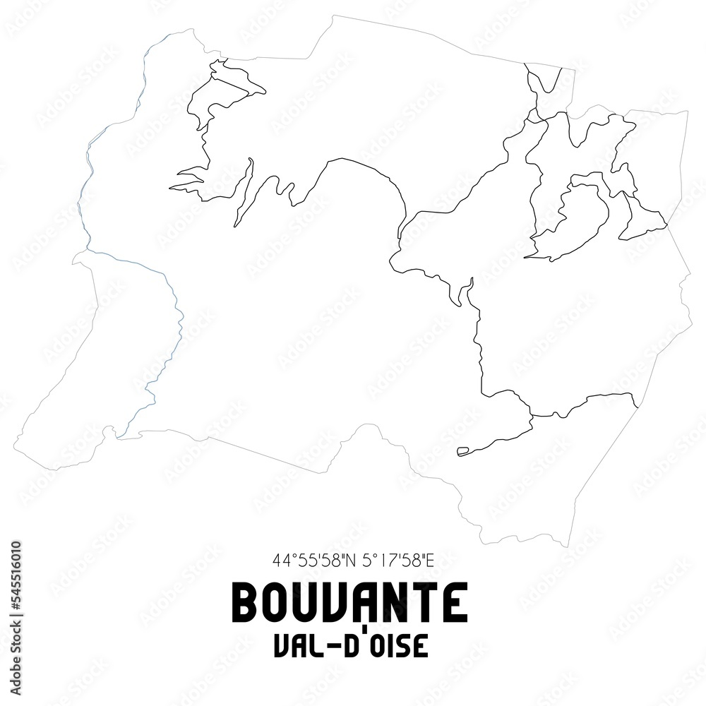 BOUVANTE Val-d'Oise. Minimalistic street map with black and white lines.