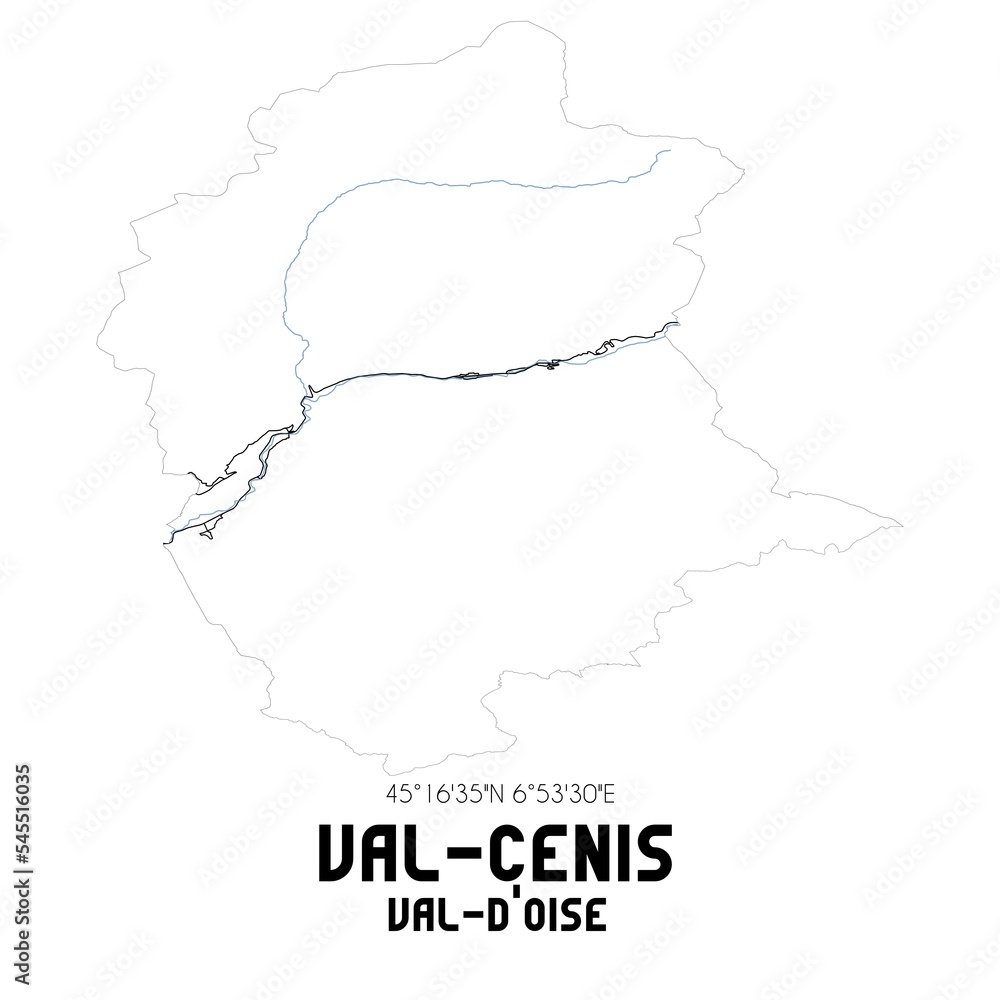 VAL-CENIS Val-d'Oise. Minimalistic street map with black and white lines.
