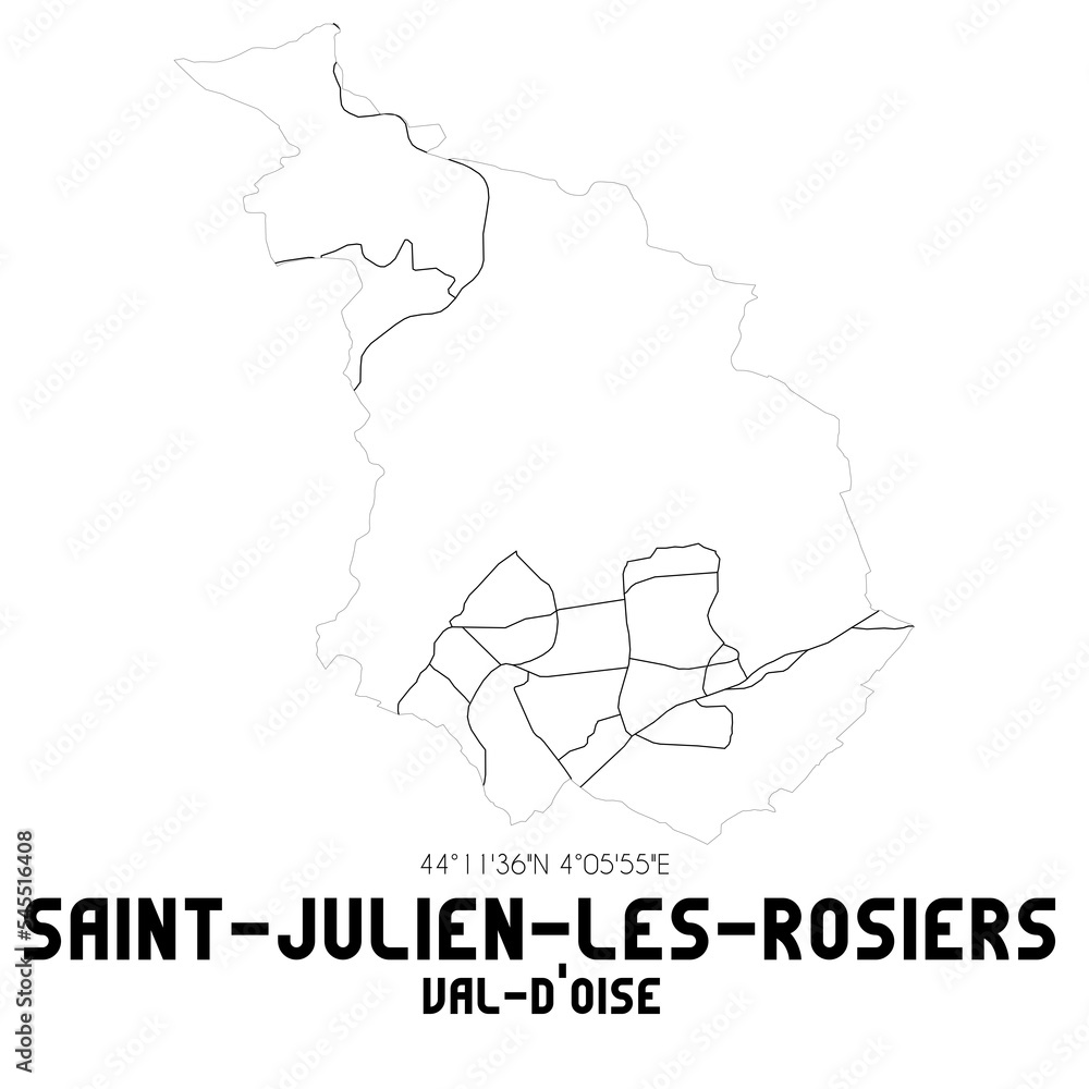 SAINT-JULIEN-LES-ROSIERS Val-d'Oise. Minimalistic street map with black and white lines.