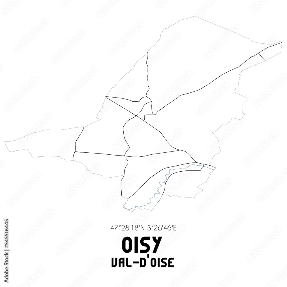OISY Val-d'Oise. Minimalistic street map with black and white lines. OISY Val-d'Oise. Minimalistic street map with black and white lines.