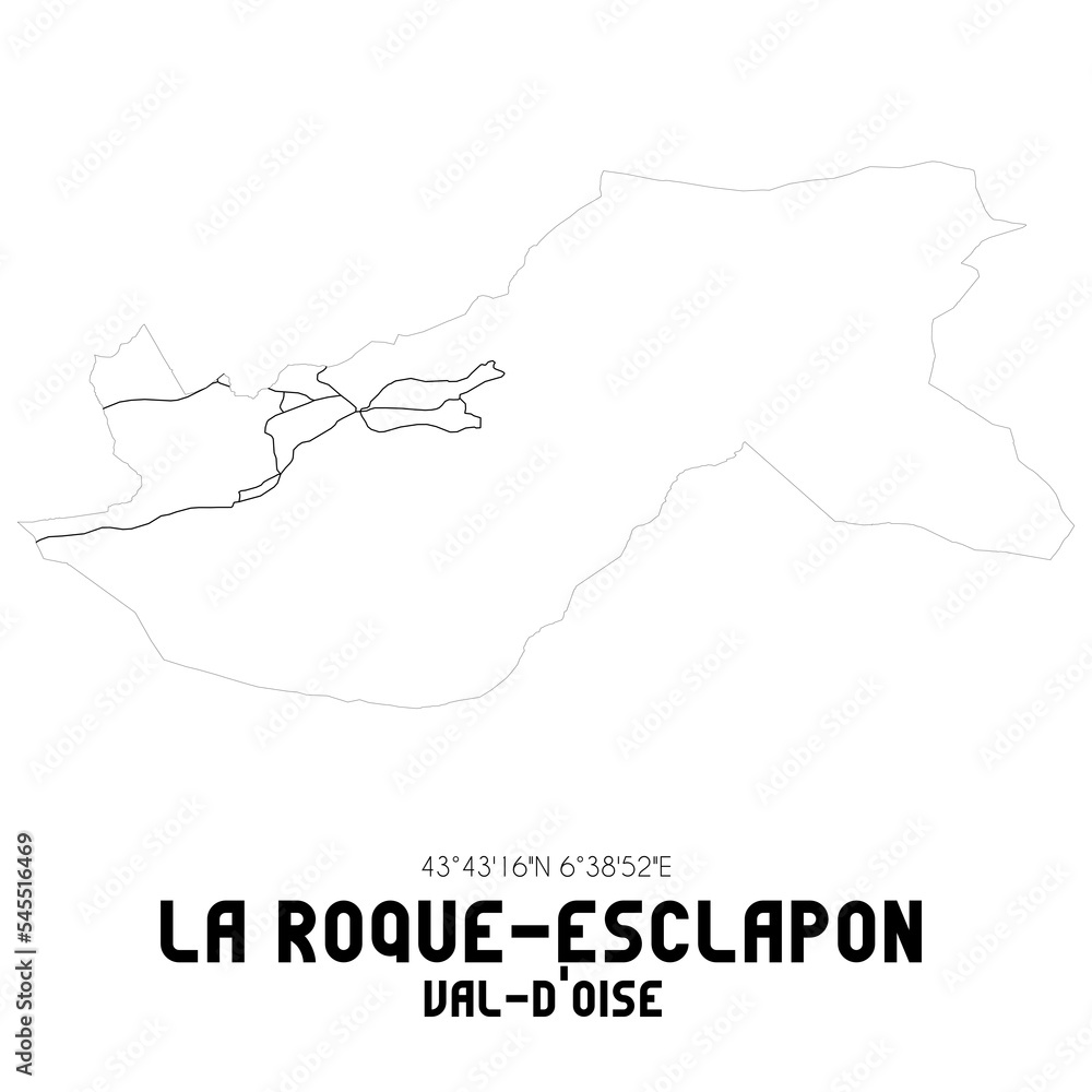 LA ROQUE-ESCLAPON Val-d'Oise. Minimalistic street map with black and white lines.