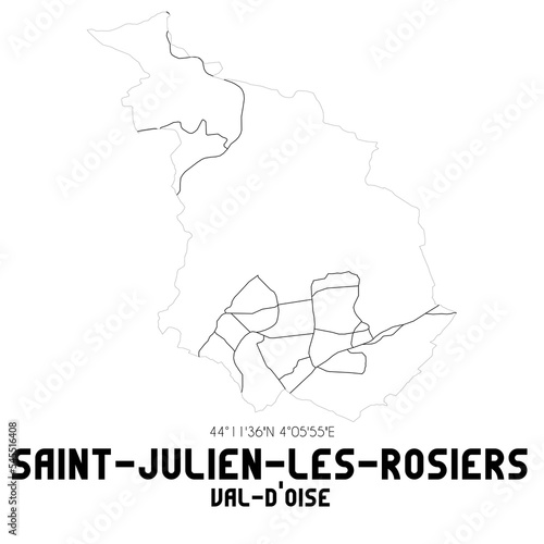 SAINT-JULIEN-LES-ROSIERS Val-d'Oise. Minimalistic street map with black and white lines.