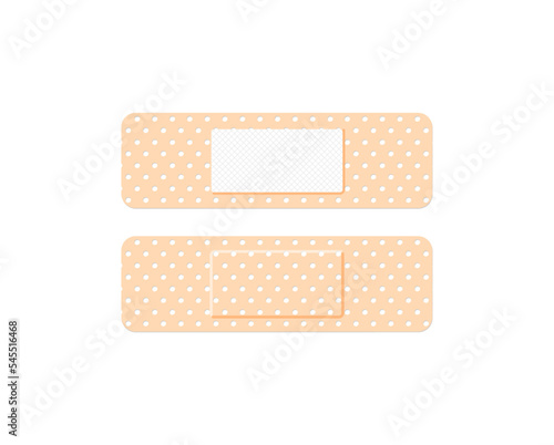 Medical plaster. First aid band plaster strip medical patch. Wound cross plastering band and porous bandage plasterers