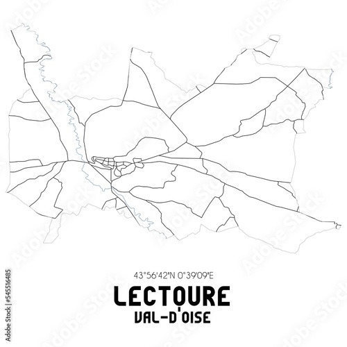 LECTOURE Val-d Oise. Minimalistic street map with black and white lines.