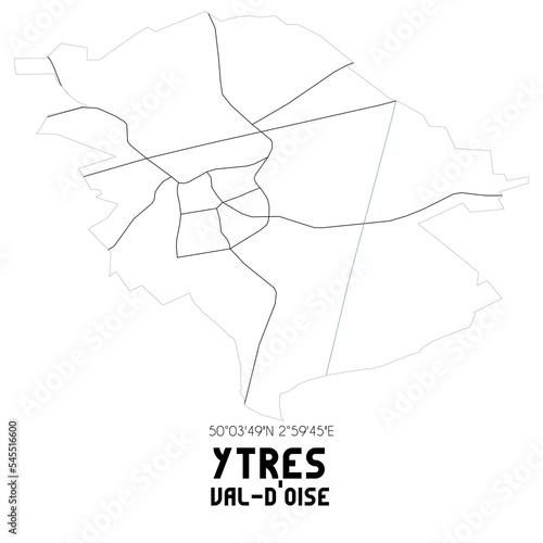 YTRES Val-d'Oise. Minimalistic street map with black and white lines. photo