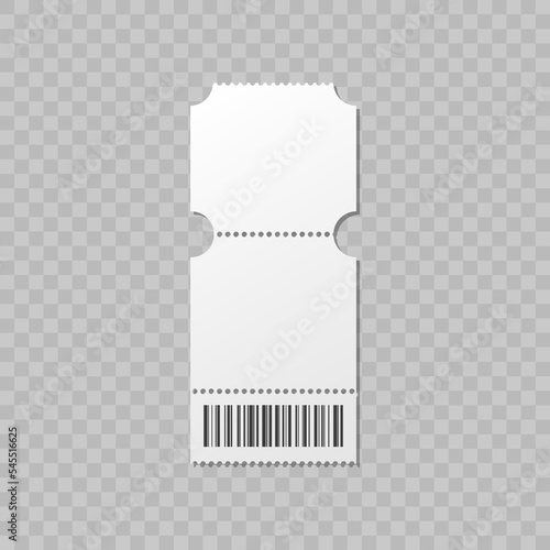 Blank ticket mockup template. Movie lottery realistic blank tickets. Vector empty flyers. photo