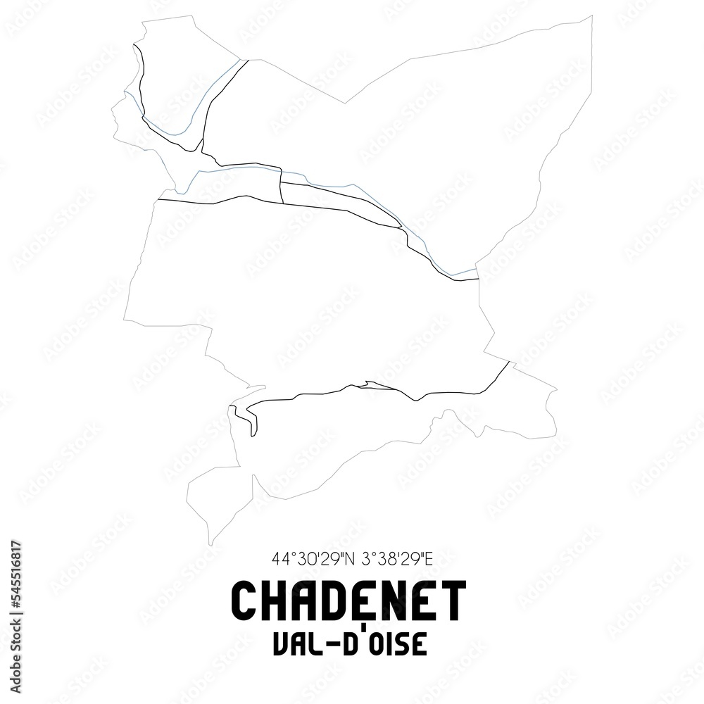 CHADENET Val-d'Oise. Minimalistic street map with black and white lines. CHADENET Val-d'Oise. Minimalistic street map with black and white lines.