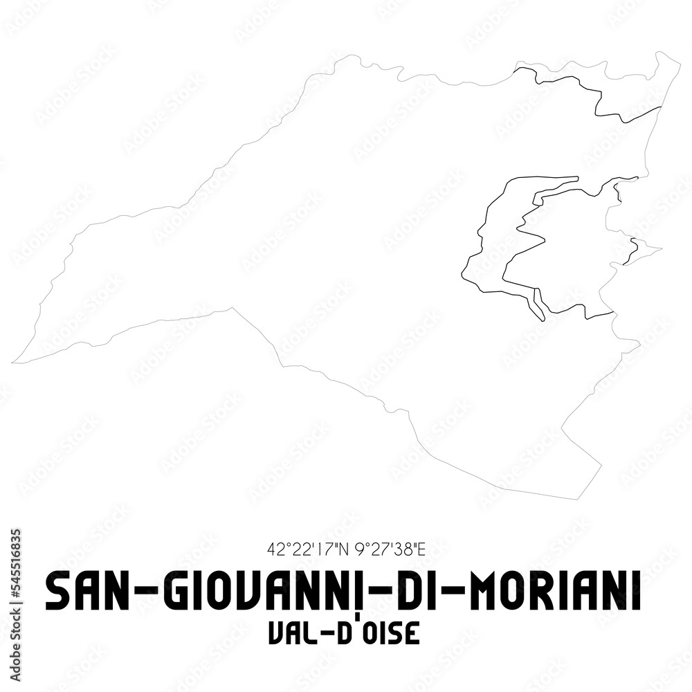 SAN-GIOVANNI-DI-MORIANI Val-d'Oise. Minimalistic street map with black and white lines.
