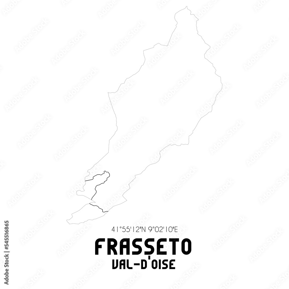 FRASSETO Val-d'Oise. Minimalistic street map with black and white lines.