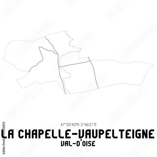 LA CHAPELLE-VAUPELTEIGNE Val-d Oise. Minimalistic street map with black and white lines.