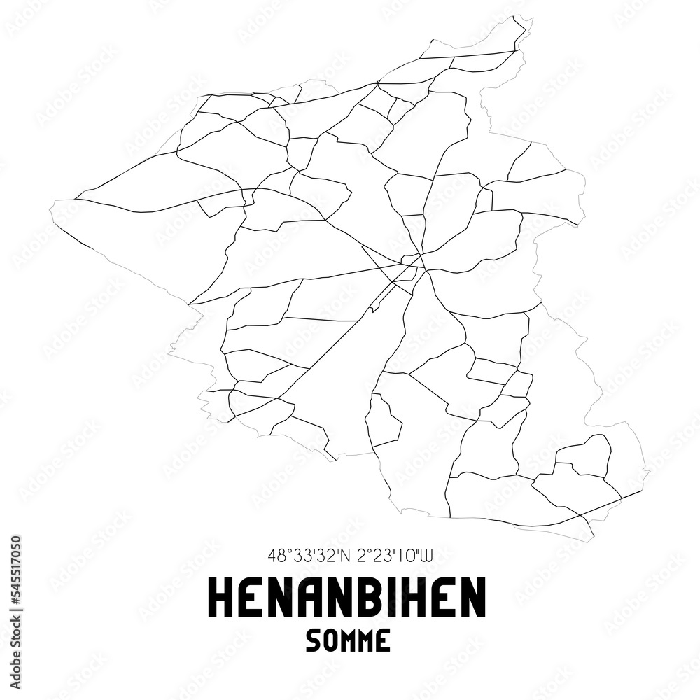 HENANBIHEN Somme. Minimalistic street map with black and white lines. HENANBIHEN Somme. Minimalistic street map with black and white lines.
