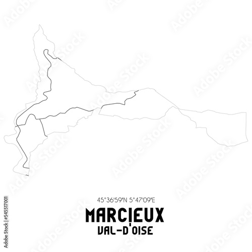 MARCIEUX Val-d'Oise. Minimalistic street map with black and white lines.