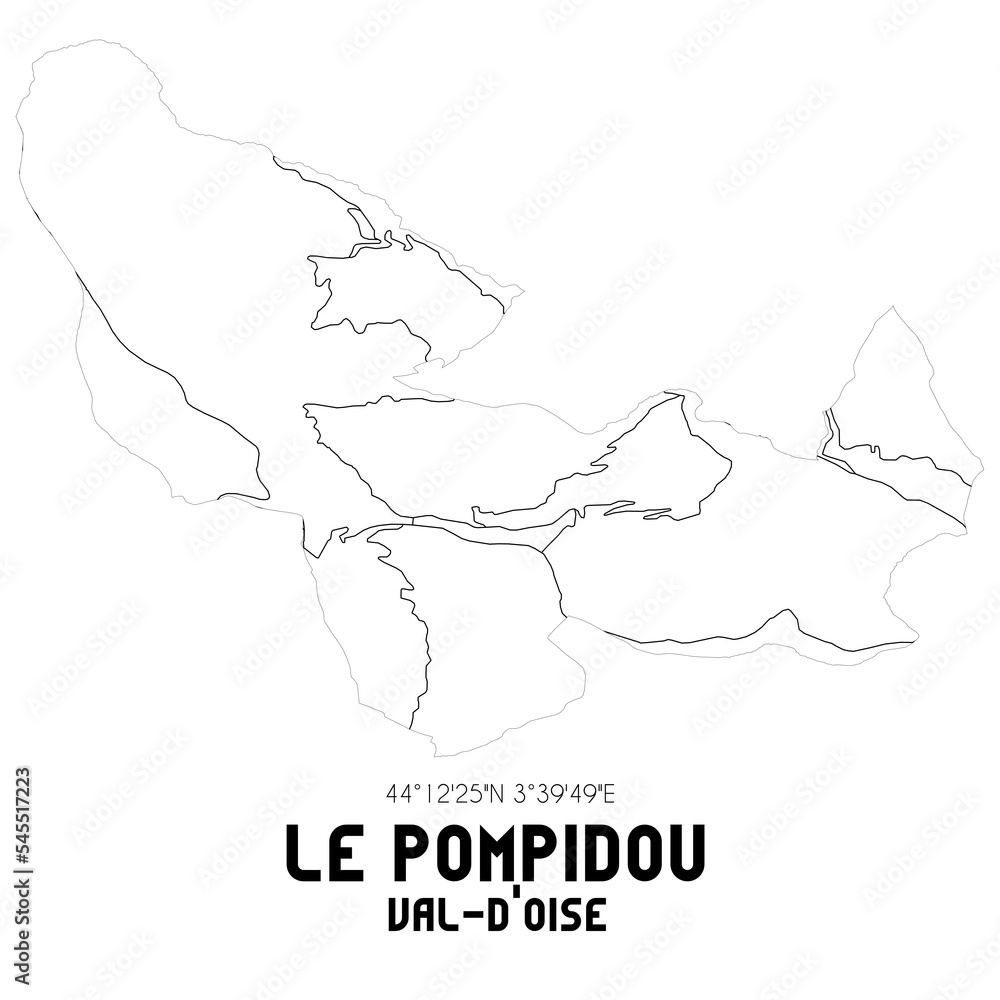 LE POMPIDOU Val-d'Oise. Minimalistic street map with black and white lines.