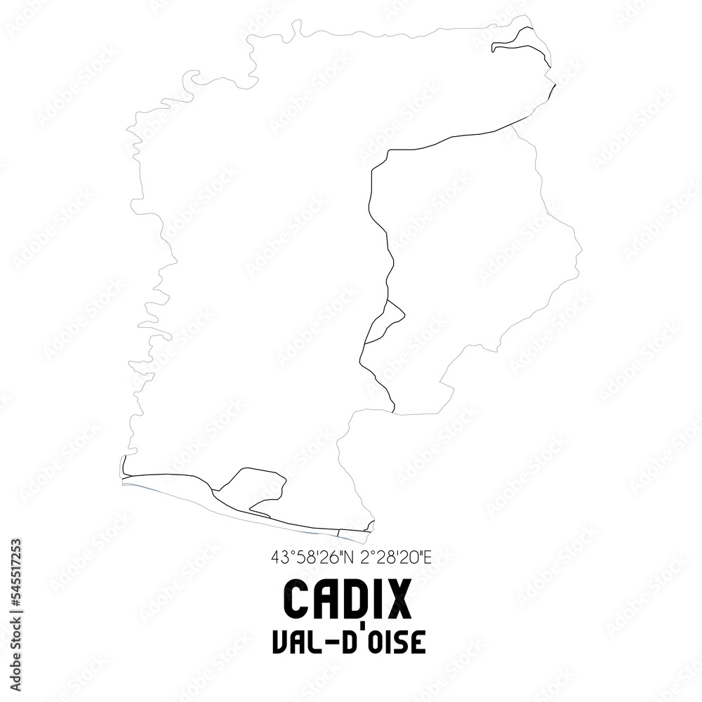 CADIX Val-d'Oise. Minimalistic street map with black and white lines.