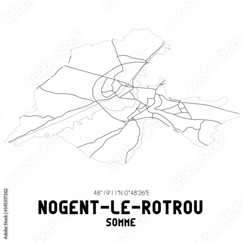 NOGENT-LE-ROTROU Somme. Minimalistic street map with black and white lines.