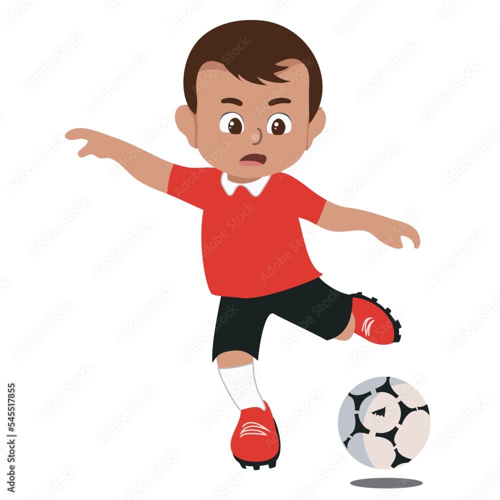 Kids' dream job clipart a cute football player on white background for kids fashion artworks, children books, birthday invitations, greeting cards, posters. Kawaii cartoon vector illustration.