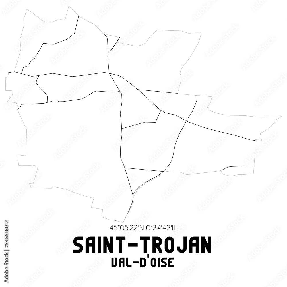 SAINT-TROJAN Val-d'Oise. Minimalistic street map with black and white lines.