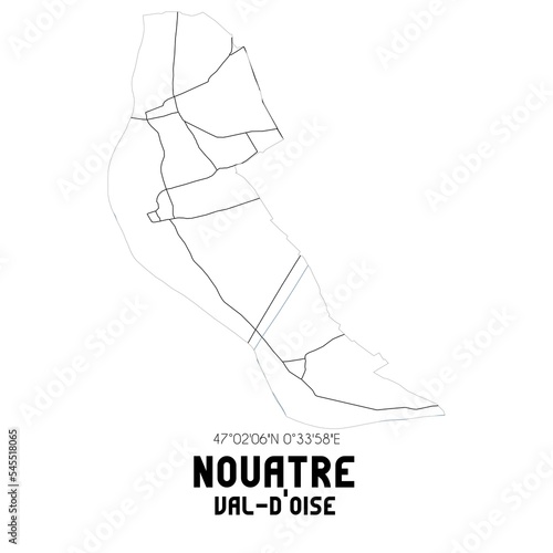NOUATRE Val-d'Oise. Minimalistic street map with black and white lines.