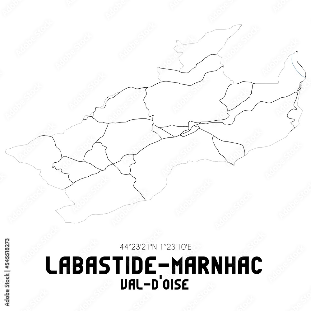 LABASTIDE-MARNHAC Val-d'Oise. Minimalistic street map with black and white lines.