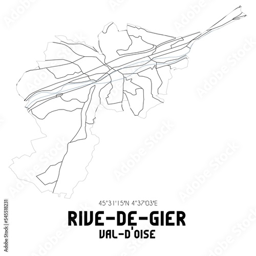 RIVE-DE-GIER Val-d'Oise. Minimalistic street map with black and white lines.
