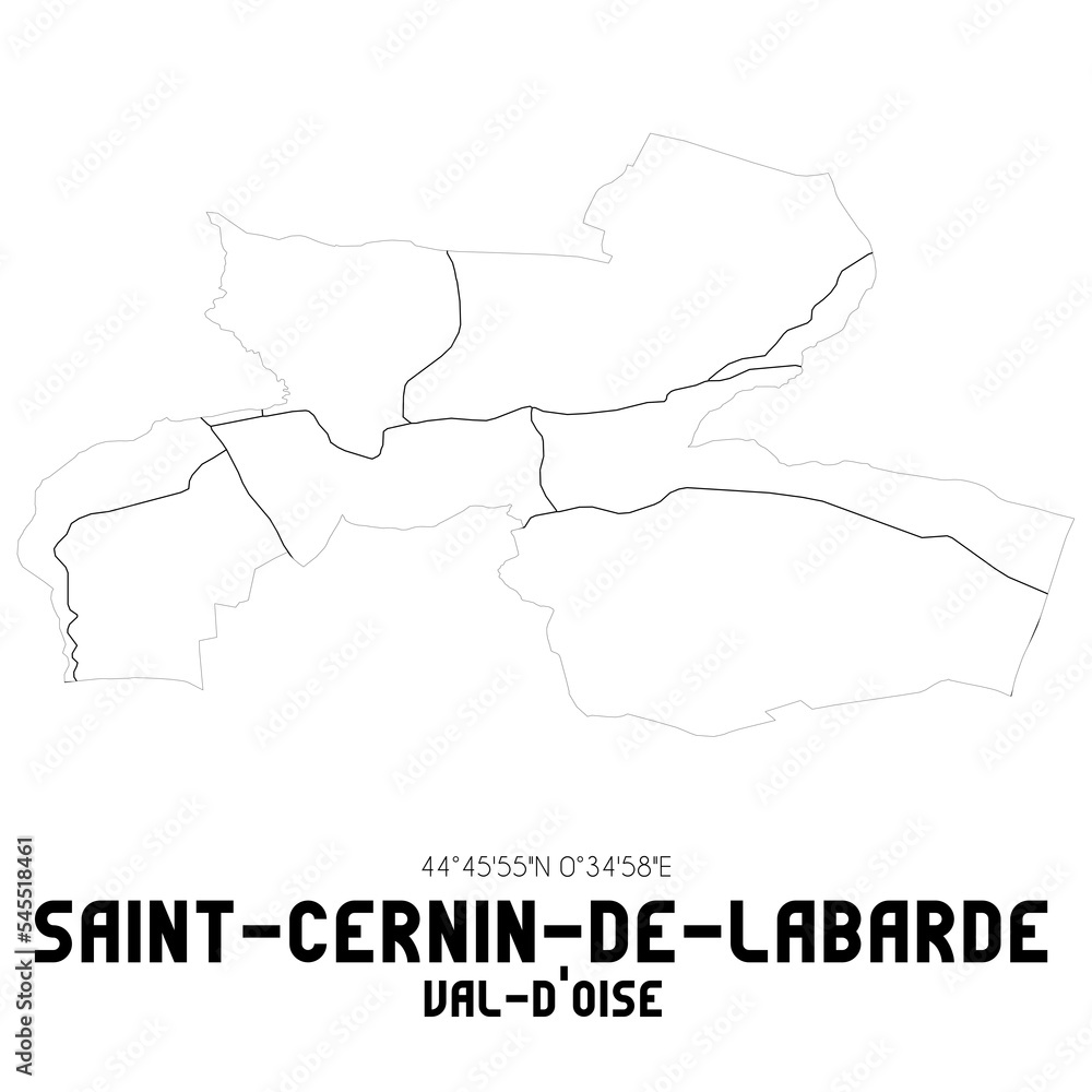 SAINT-CERNIN-DE-LABARDE Val-d'Oise. Minimalistic street map with black and white lines.