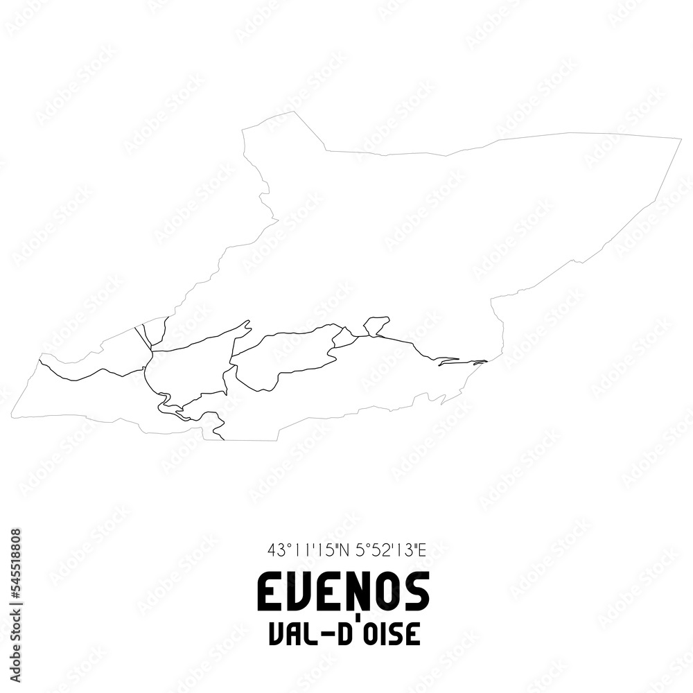EVENOS Val-d'Oise. Minimalistic street map with black and white lines.