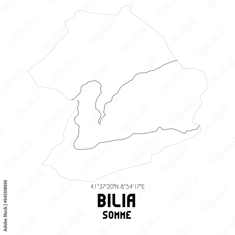 BILIA Somme. Minimalistic street map with black and white lines.