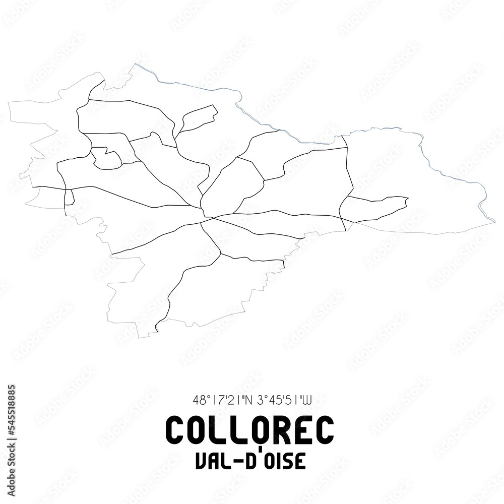 COLLOREC Val-d'Oise. Minimalistic street map with black and white lines.