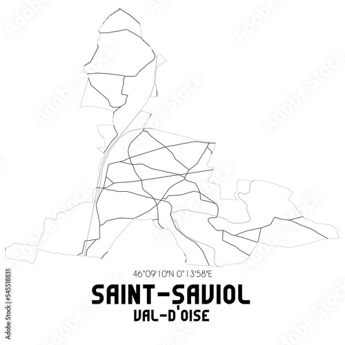 SAINT-SAVIOL Val-d Oise. Minimalistic street map with black and white lines.