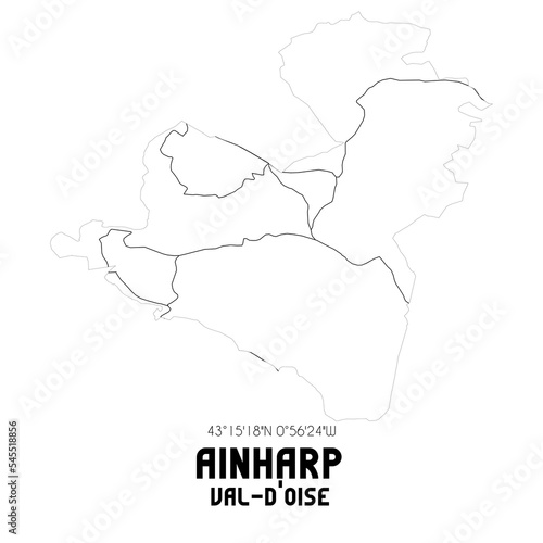 AINHARP Val-d'Oise. Minimalistic street map with black and white lines.
