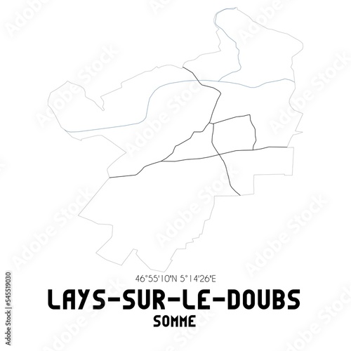 LAYS-SUR-LE-DOUBS Somme. Minimalistic street map with black and white lines.