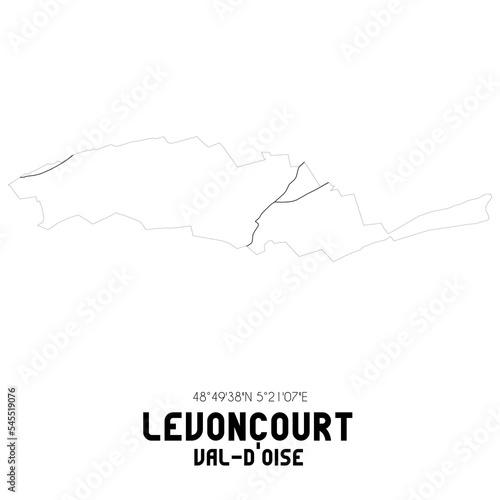 LEVONCOURT Val-d'Oise. Minimalistic street map with black and white lines.