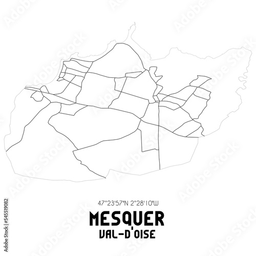 MESQUER Val-d'Oise. Minimalistic street map with black and white lines.