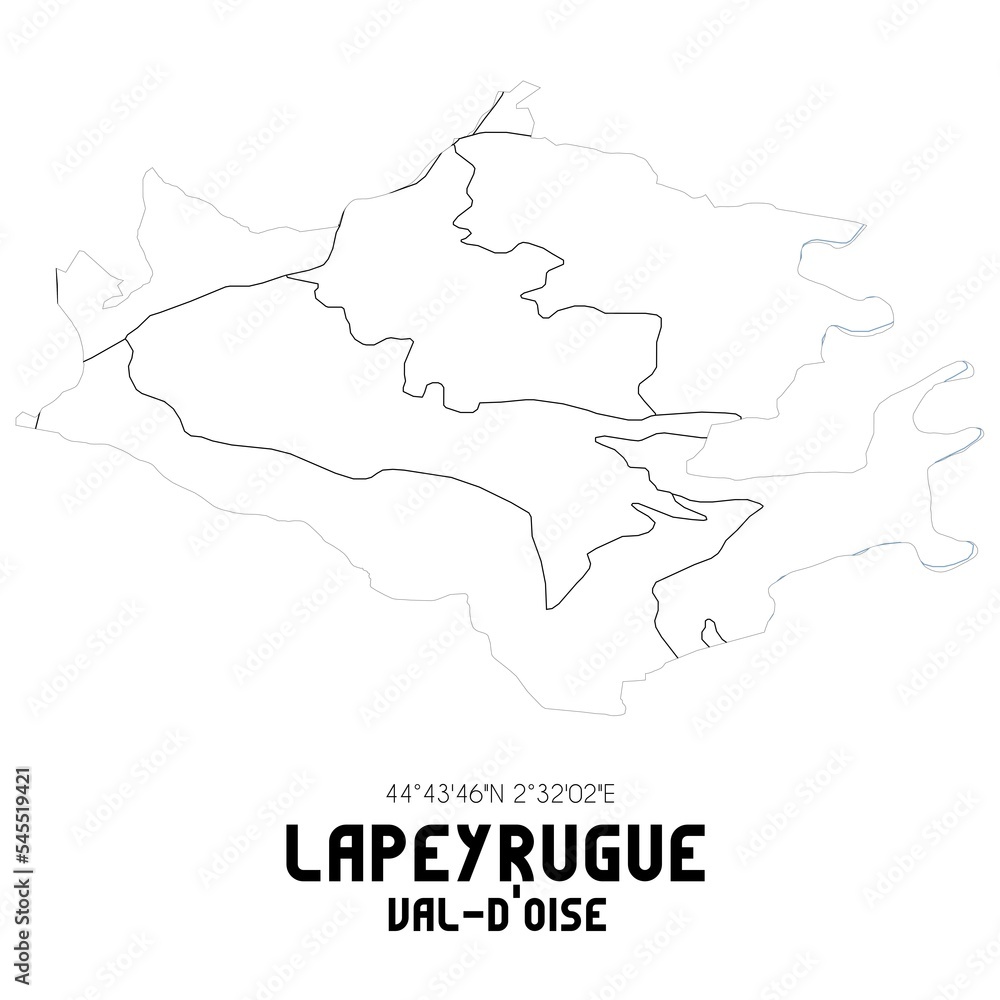 LAPEYRUGUE Val-d'Oise. Minimalistic street map with black and white lines.