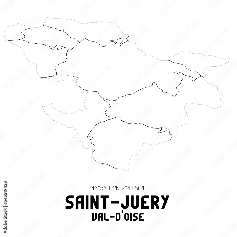 SAINT-JUERY Val-d'Oise. Minimalistic street map with black and white lines.