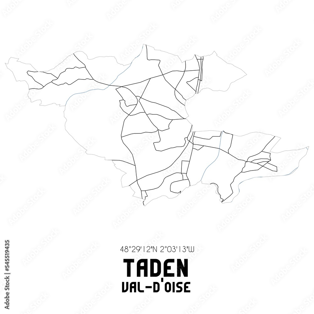TADEN Val-d'Oise. Minimalistic street map with black and white lines.