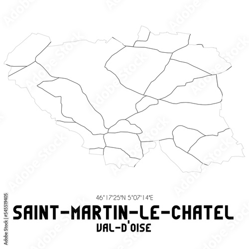 SAINT-MARTIN-LE-CHATEL Val-d'Oise. Minimalistic street map with black and white lines.