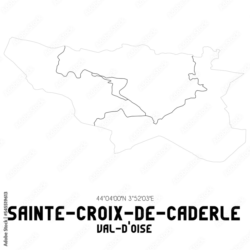 SAINTE-CROIX-DE-CADERLE Val-d'Oise. Minimalistic street map with black and white lines.