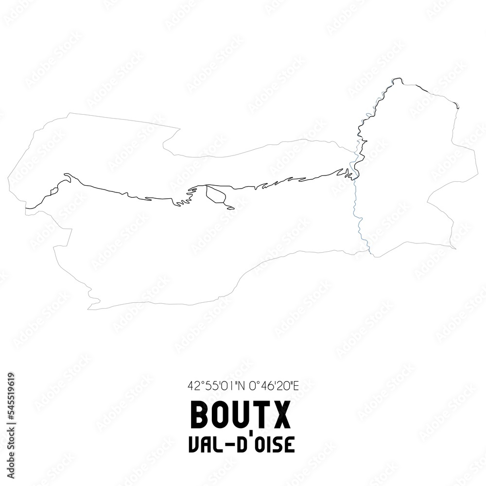 BOUTX Val-d'Oise. Minimalistic street map with black and white lines.