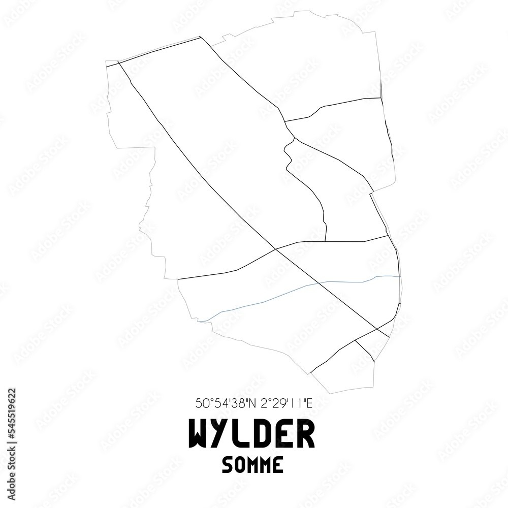 WYLDER Somme. Minimalistic street map with black and white lines.