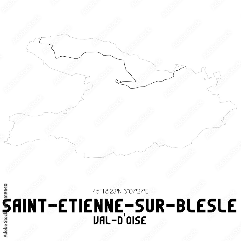 SAINT-ETIENNE-SUR-BLESLE Val-d'Oise. Minimalistic street map with black and white lines.