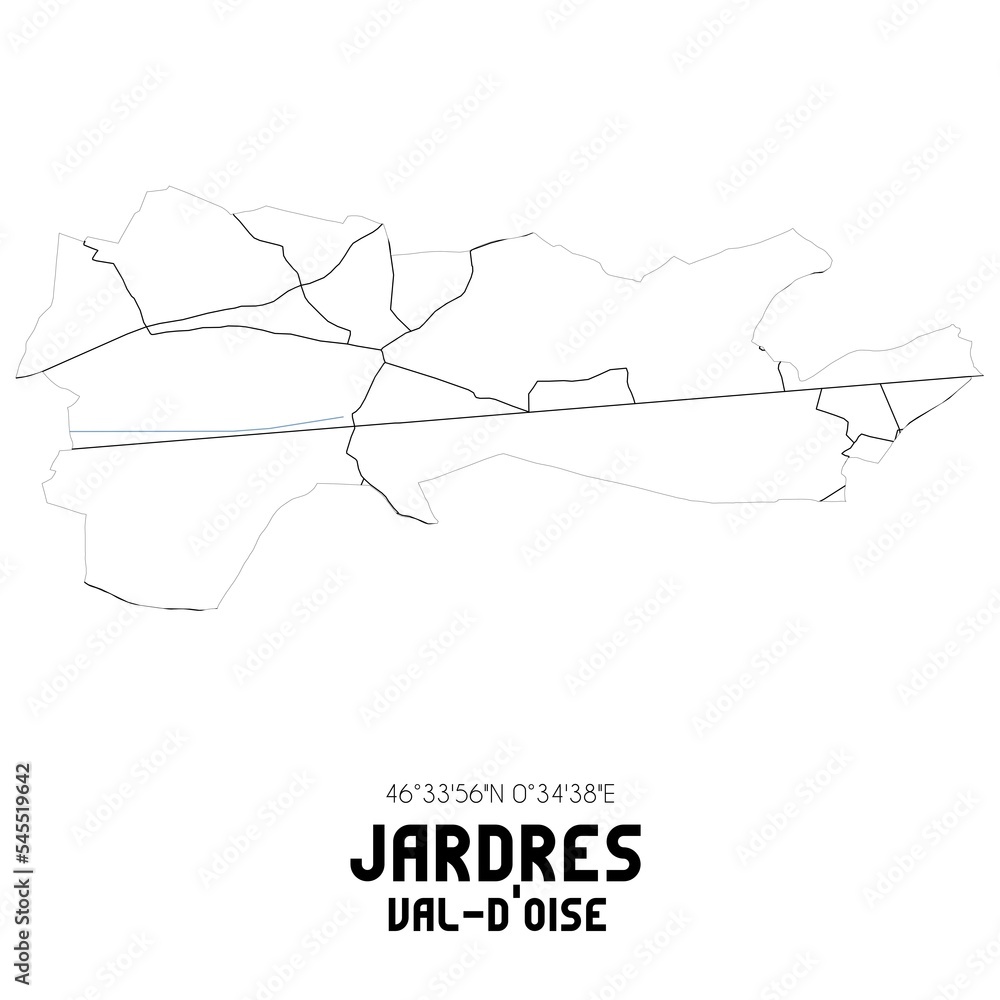 JARDRES Val-d'Oise. Minimalistic street map with black and white lines. JARDRES Val-d'Oise. Minimalistic street map with black and white lines.