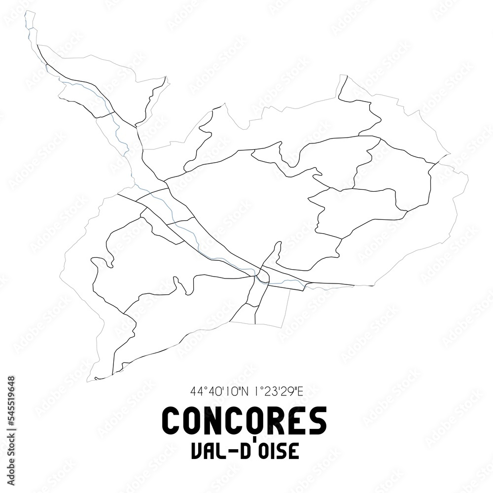 CONCORES Val-d'Oise. Minimalistic street map with black and white lines.