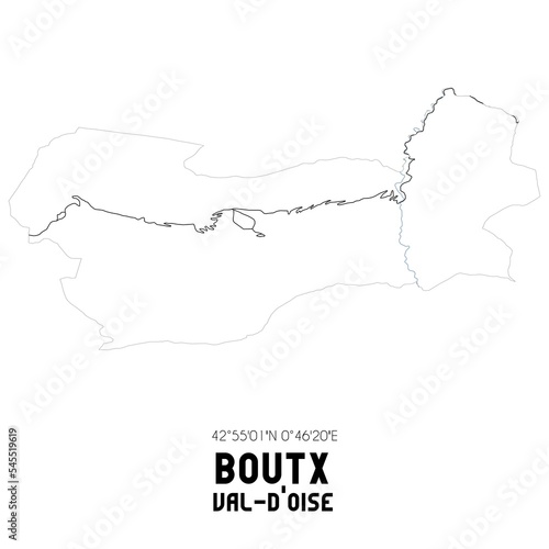 BOUTX Val-d'Oise. Minimalistic street map with black and white lines.